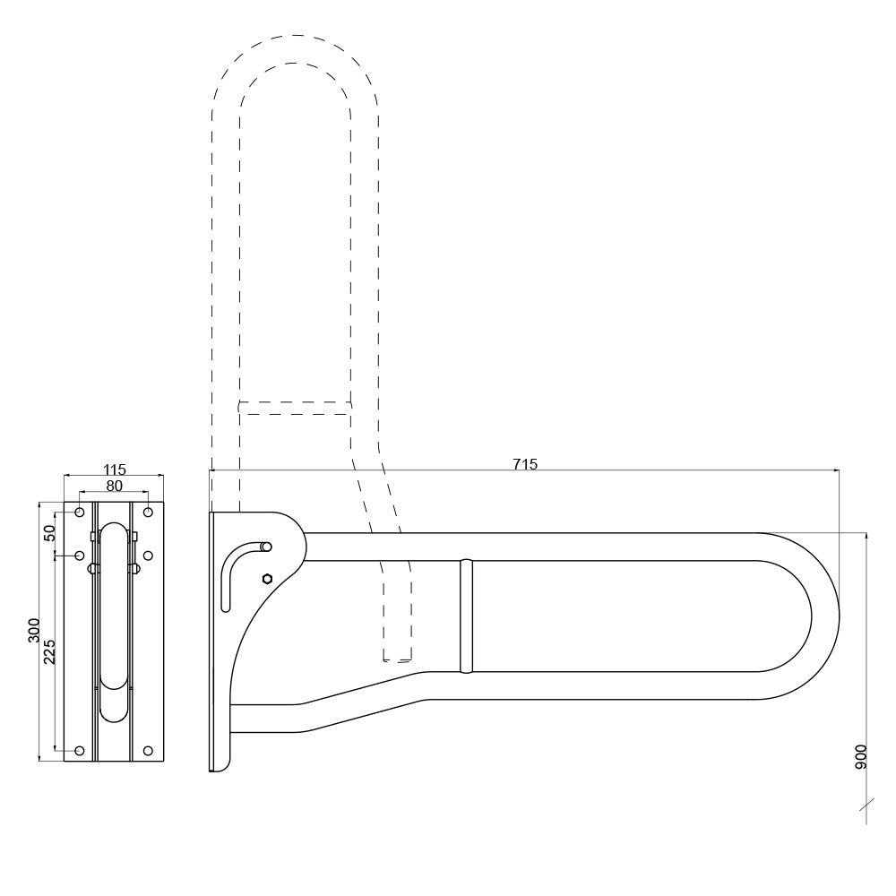 Toilet Armrest 40134 | Tilting | 71.5cm
