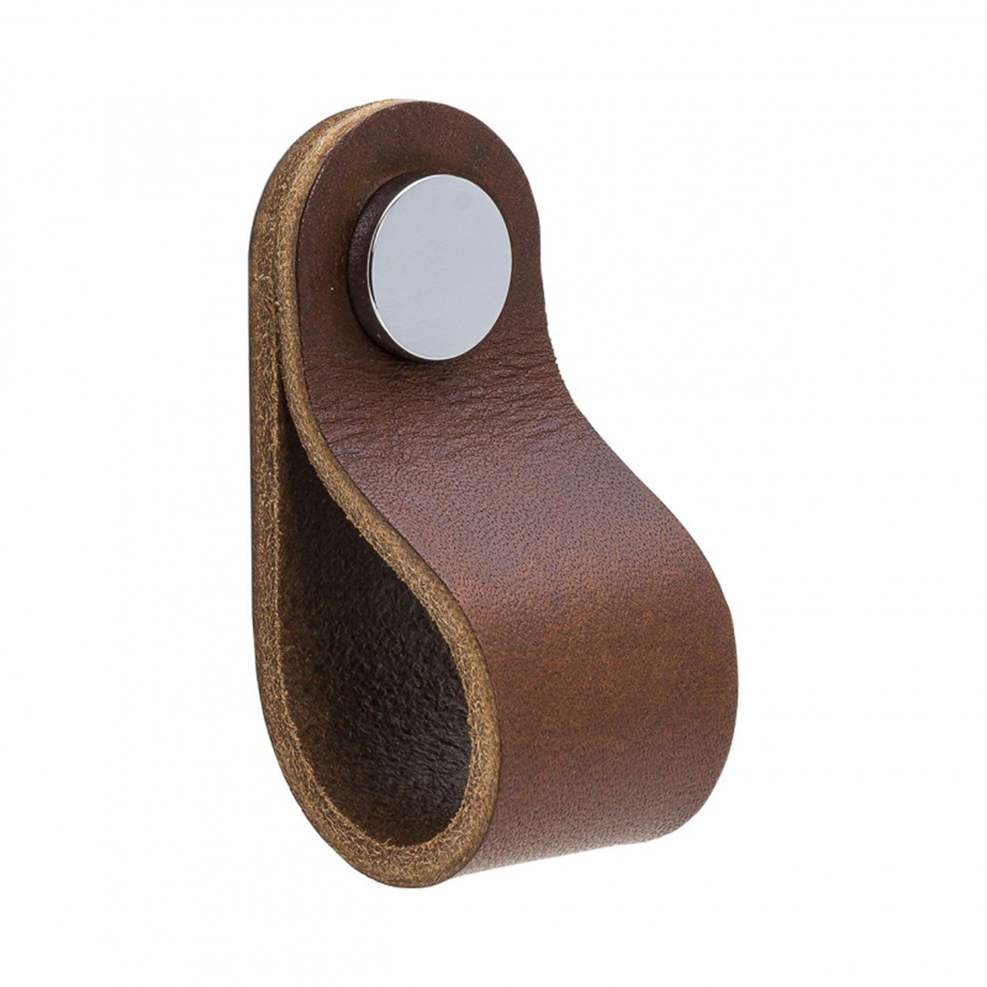 Knob Loop | Round | 6.5cm | Brown Leather