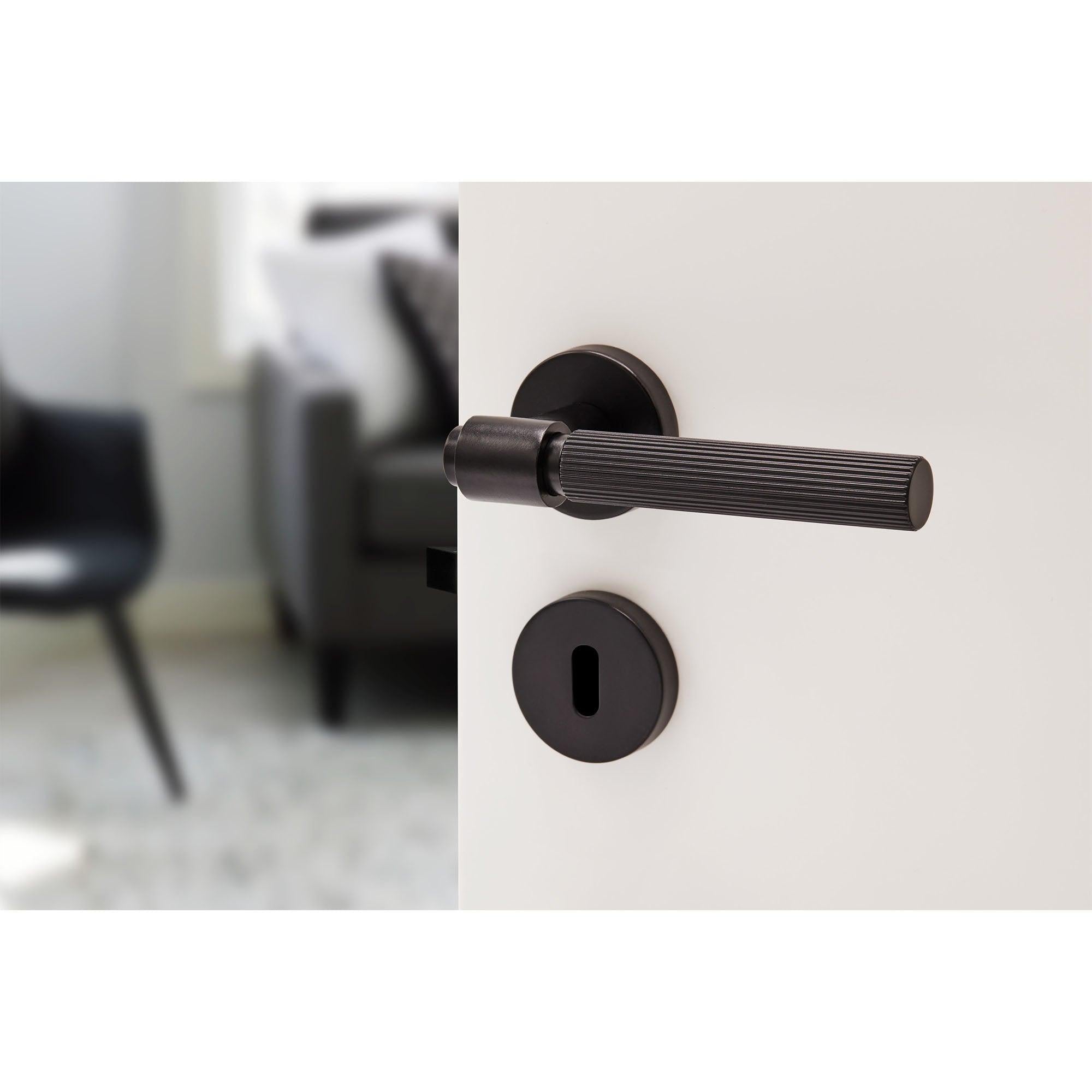 Door handle Helix 200 Stripe, Matt Black - Scandi Handles