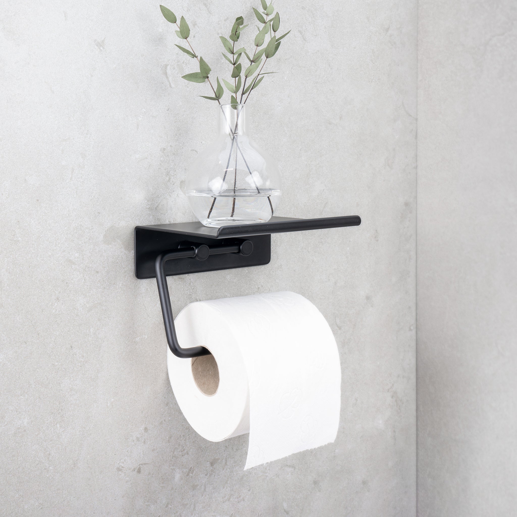 Toilet Roll Holder with Shelf | Base | 15cm