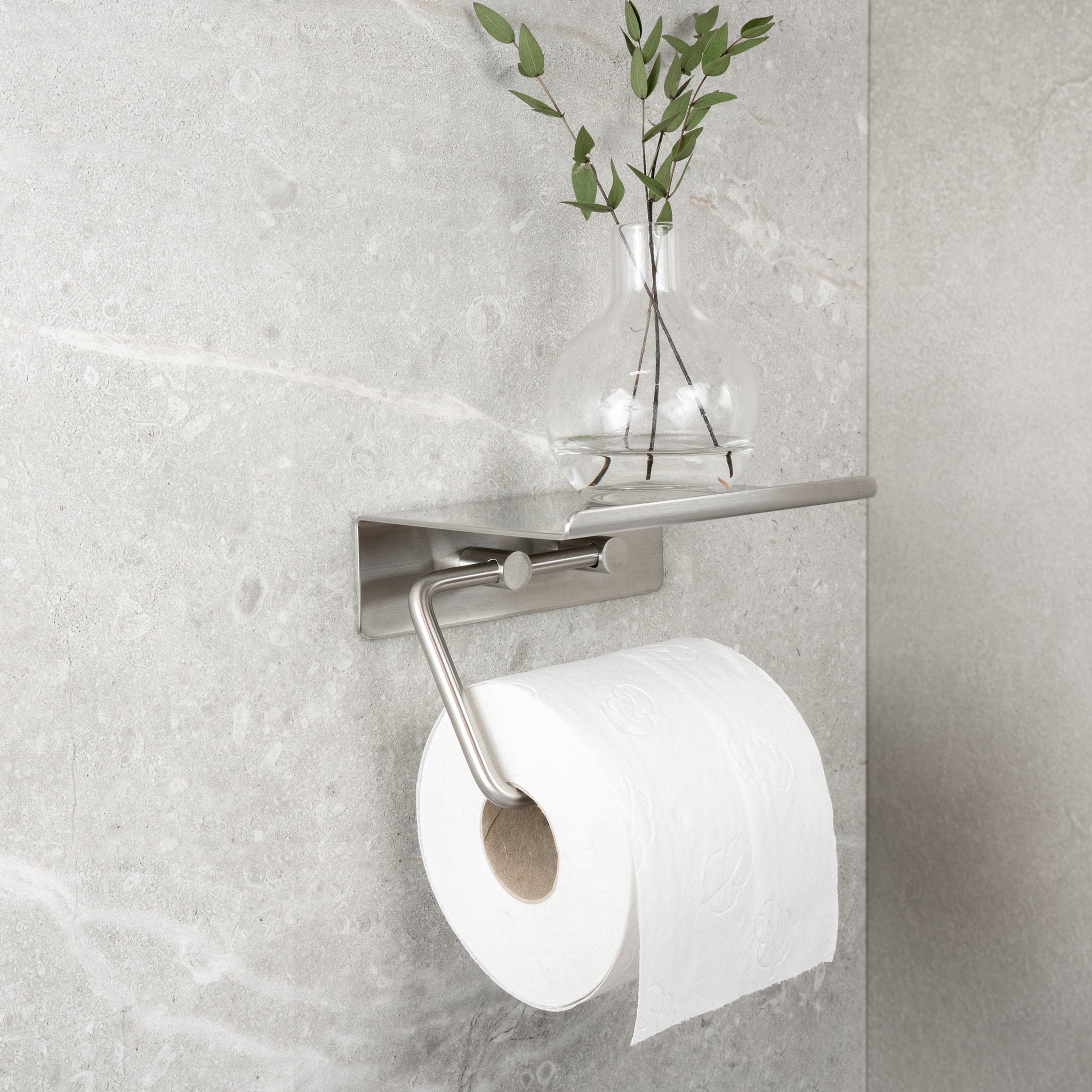 Toilet Roll Holder with Shelf | Base | 15cm